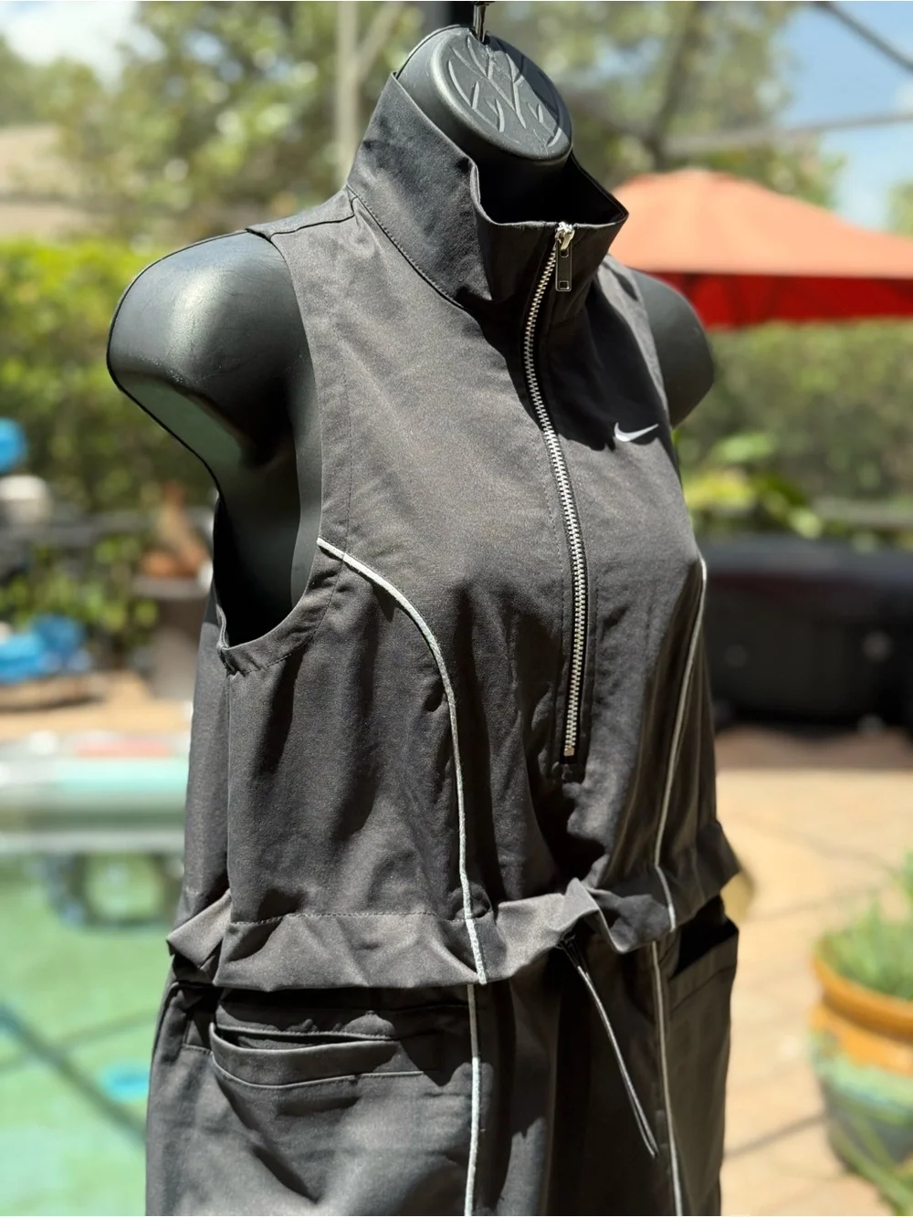 Nike Womens Woven Half Zip Bungee Waist Sporty Dress Black FN2286-010 Size S
